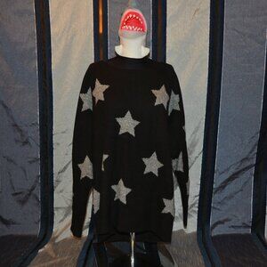 Torrid Black and Silver Iconic Star Crewneck Sweater Soft Size 1 EUC Celebrate